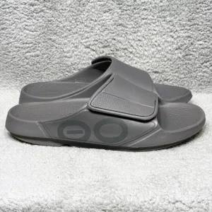 Oofos OOahh Sport Flex Mens Size 12 Slide Sandals Shoes Slate Gray Recovery