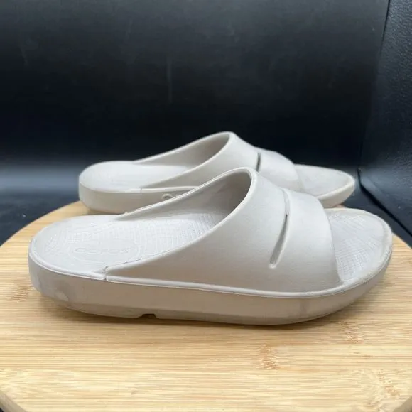 Oofos OOAHH Womens Size 7 Slide Sandal Nomad Beige Slip On Casual Recovery Shoes