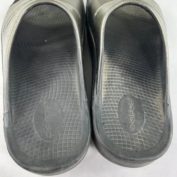 Oofos OOahh Luxe Men's Slide Sandals US 9 Metallic Brown Recovery Shoes