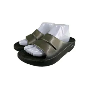 Oofos OOahh Luxe Men's Slide Sandals US 9 Metallic Brown Recovery Shoes