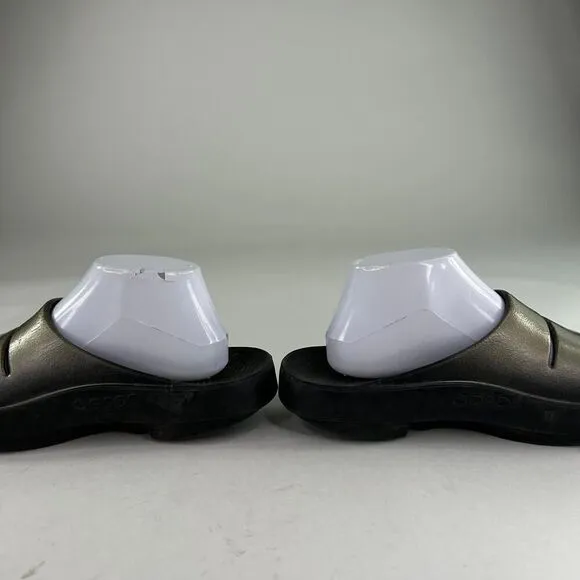 Oofos OOahh Luxe Men's Slide Sandals US 9 Metallic Brown Recovery Shoes