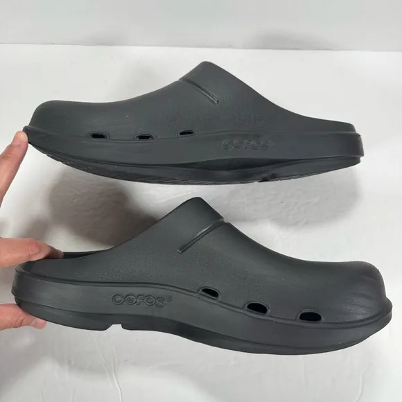 Oofos Ooclog Black Clog Recovery Comfort Mule Shoes Men Size 12 Women Size 14