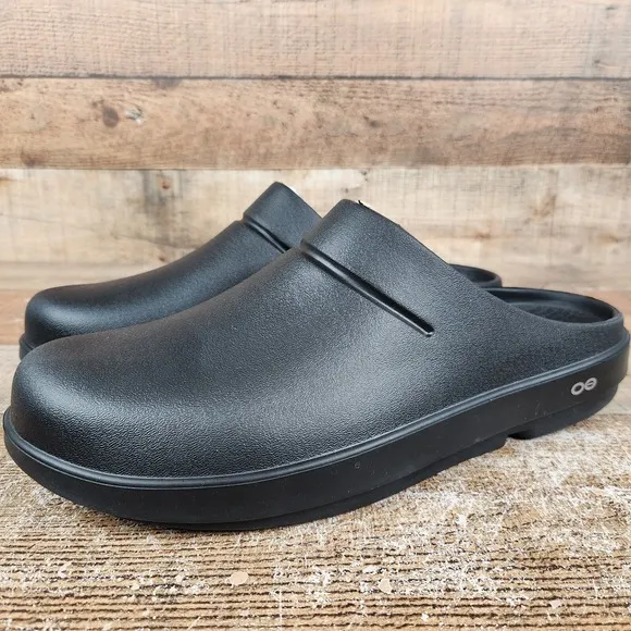 OOFOS OOcloog Men's US 14 EU 47 Black Comfort Slip-On Slide Recovery Clog Shoes