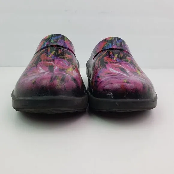 Oofos Oocloog Womens Size 5 Pink Black Slip On Comfort Recovery Mule Shoes