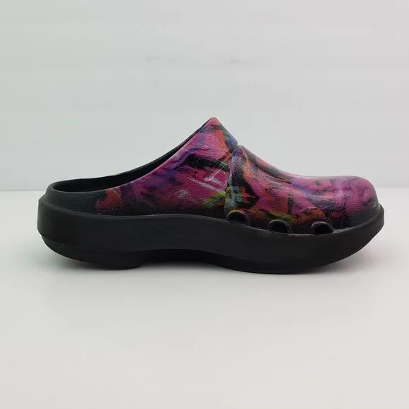 Oofos Oocloog Womens Size 5 Pink Black Slip On Comfort Recovery Mule Shoes