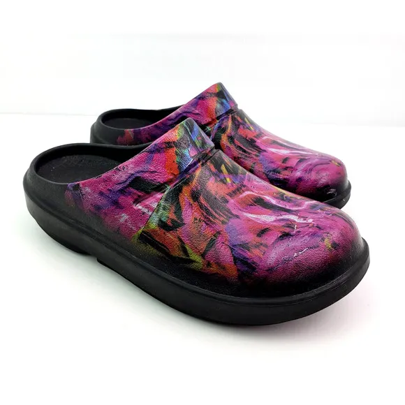 Oofos Oocloog Womens Size 5 Pink Black Slip On Comfort Recovery Mule Shoes