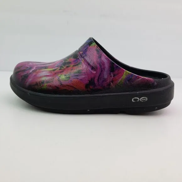 Oofos Oocloog Womens Size 5 Pink Black Slip On Comfort Recovery Mule Shoes
