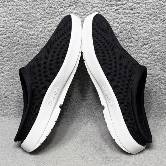 Oofos OOcoozie Sport Mule Mens Size 13 Slip On Shoes Black White Recovery