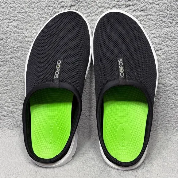 Oofos OOcoozie Sport Mule Mens Size 13 Slip On Shoes Black White Recovery