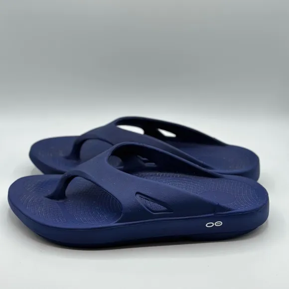 OOFOS OOlala Original Recovery Sport Shoes Blue Flip Flop Thong Sandals Size 13