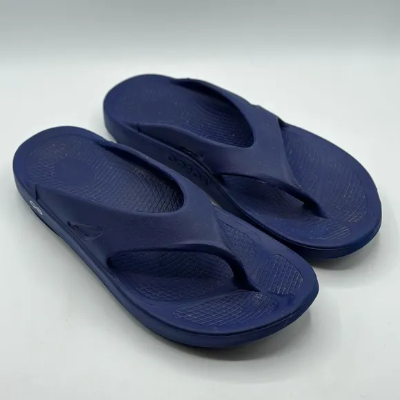 OOFOS OOlala Original Recovery Sport Shoes Blue Flip Flop Thong Sandals Size 13