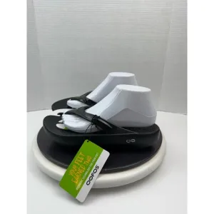 OOFOS OOLALA Women's Recovery Shiny Flip Flop Sandal Black Slip On Shoes Size 10