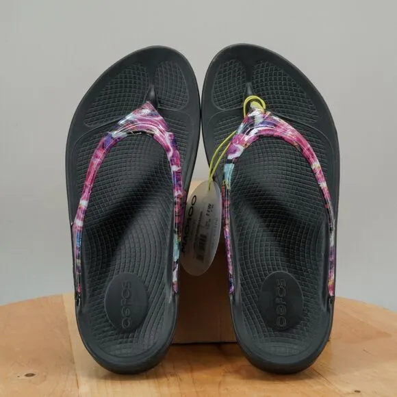 OOFOS OOLALA Womens Size 11 Sandals Limited Neon Rose Thong Comfort Recovery NEW