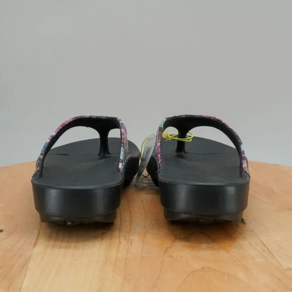OOFOS OOLALA Womens Size 11 Sandals Limited Neon Rose Thong Comfort Recovery NEW
