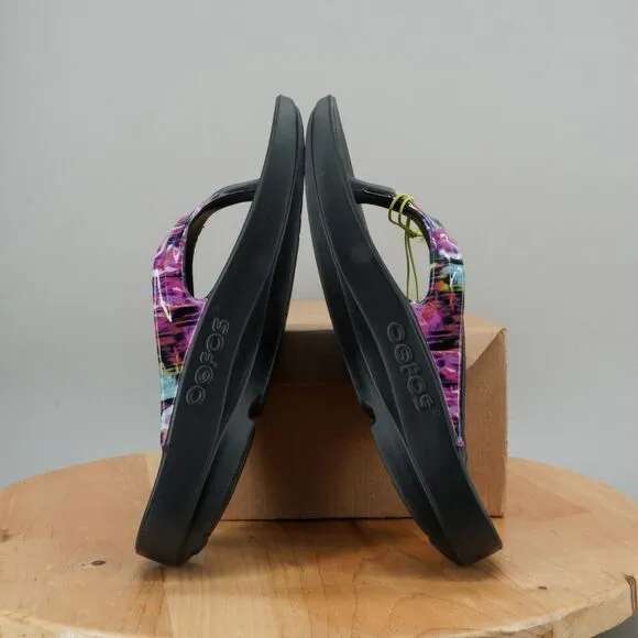OOFOS OOLALA Womens Size 11 Sandals Limited Neon Rose Thong Comfort Recovery NEW