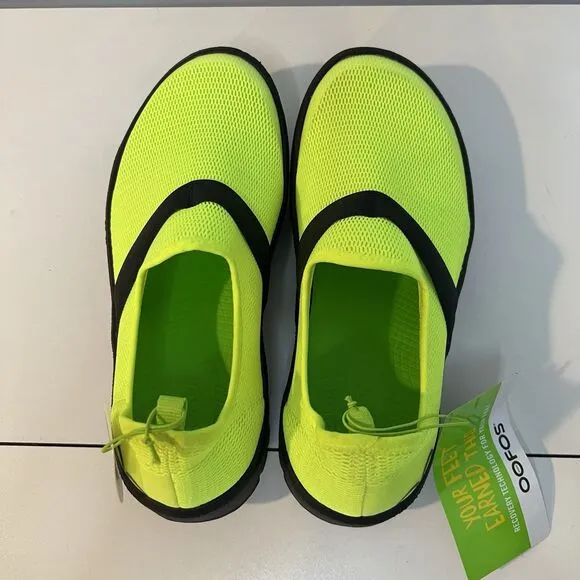 Oofos OOmg eeZee Low Womens 8 Shoes Slip On Black Citron Comfort Recovery Shoes