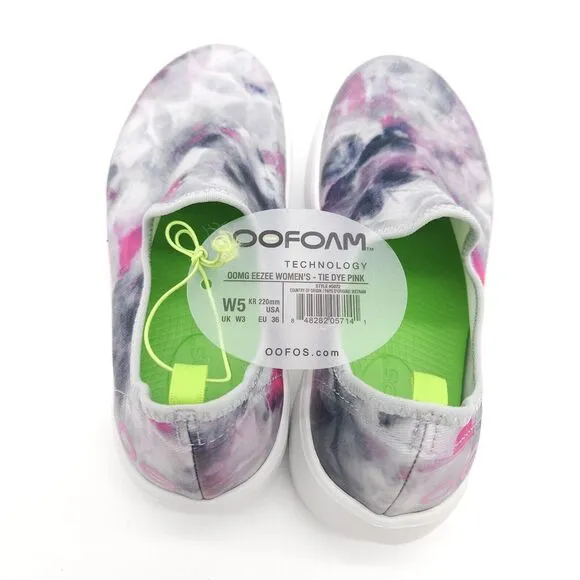 OOFOS OOMG Eezee Low (Womens Size‎ 5) Tie Dye Pink Recovery Slip On Shoes New