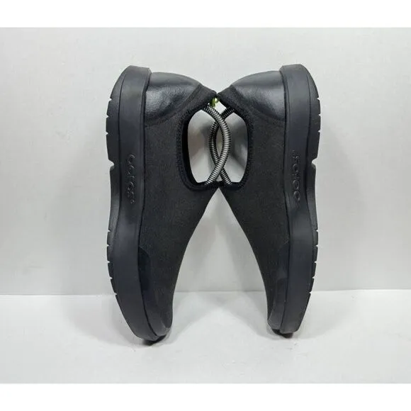 OOFOS OOmg Eezee Shoes Low Recovery Triple Black Canvas Slip On Womens Size 12