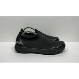 OOFOS OOmg Eezee Shoes Low Recovery Triple Black Canvas Slip On Womens Size 12