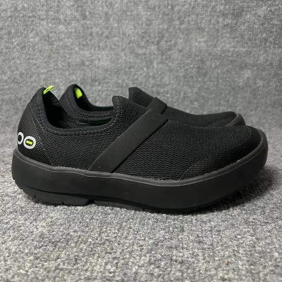 OOFOS OOmg Low Mesh Comfort Sneaker Womens 7 Black Slip On Recovery Shoes