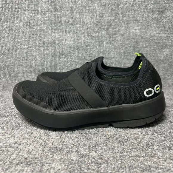 OOFOS OOmg Low Mesh Comfort Sneaker Womens 7 Black Slip On Recovery Shoes