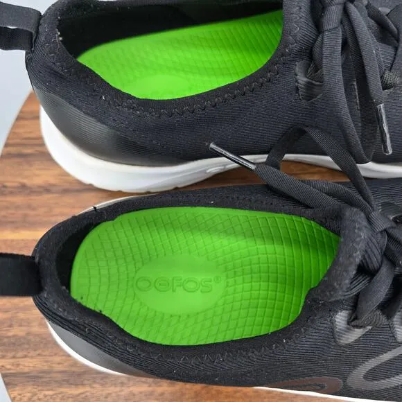 Oofos Oomg Sport LS Shoes Men's 9 Black Lace Up Athletic Recovery Sneakers