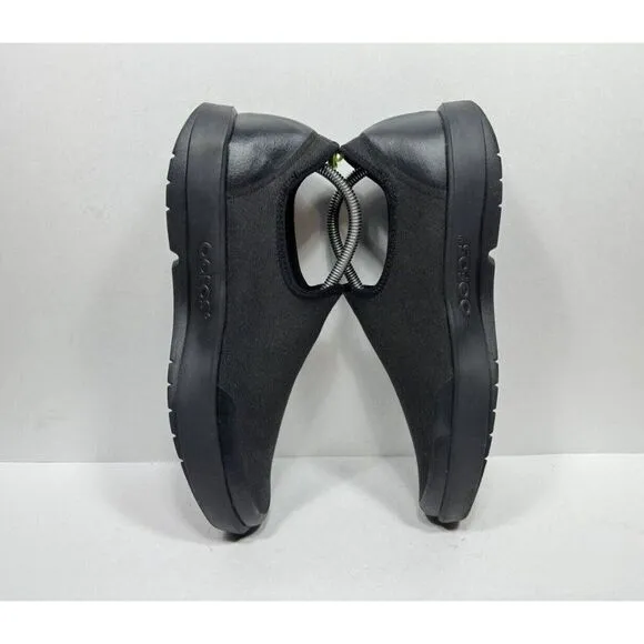 OOFOS OOmg Eezee Shoes Low Recovery Triple Black Canvas Slip On Womens Size 12