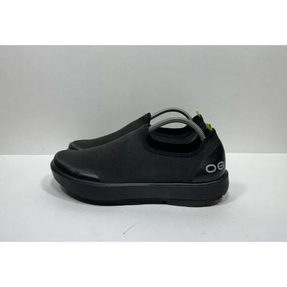 OOFOS OOmg Eezee Shoes Low Recovery Triple Black Canvas Slip On Womens Size 12