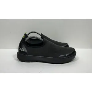 OOFOS OOmg Eezee Shoes Low Recovery Triple Black Canvas Slip On Womens Size 12