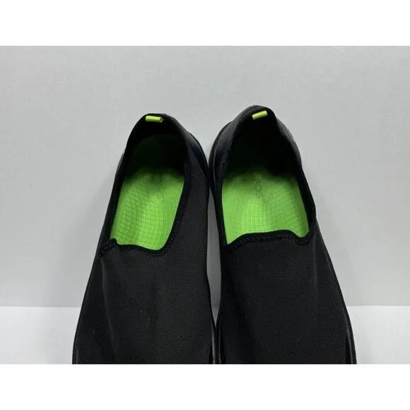 OOFOS OOmg Eezee Shoes Low Recovery Triple Black Canvas Slip On Womens Size 12