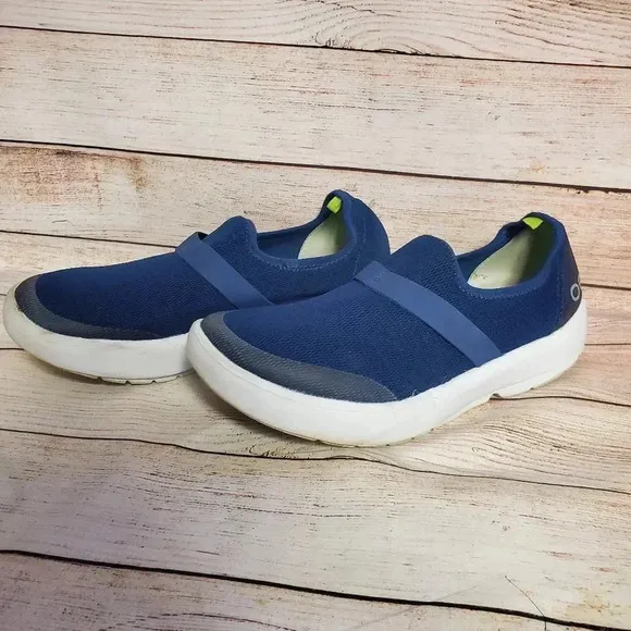 OOFOS Womens US 11 EU 42 OOMG Navy/White Mesh Low Recovery Slip-On Shoes