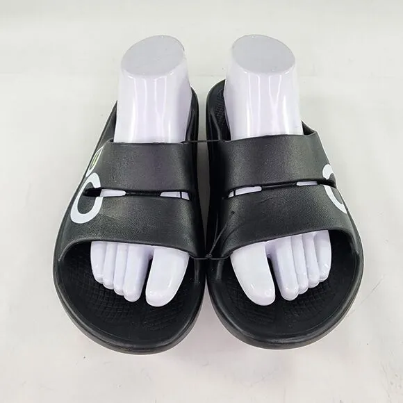 OOFOS OOahh Sport Post Run Recovery Slide US 10 Women's Black/white Sandal Shoes