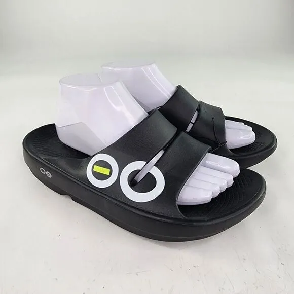 OOFOS OOahh Sport Post Run Recovery Slide US 10 Women's Black/white Sandal Shoes