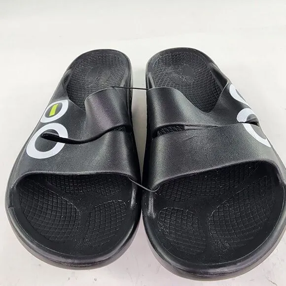 OOFOS OOahh Sport Post Run Recovery Slide US 10 Women's Black/white Sandal Shoes