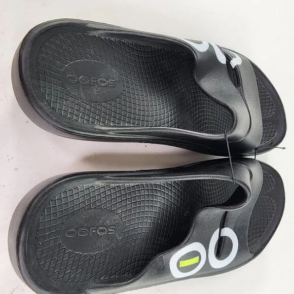 OOFOS OOahh Sport Post Run Recovery Slide US 10 Women's Black/white Sandal Shoes