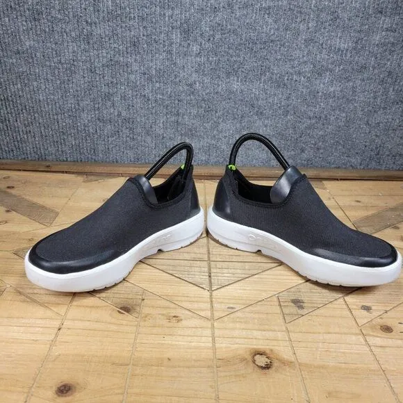 OOFOS OOmg Women’s Size 7.5 Shoes Black White Low Top Recovery Comfort Sneakers