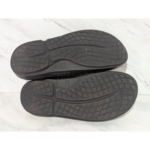Oofos Unisex Tan &amp; Black Leopard Print Recovery Clog Shoe Men's 9 / Women's 11