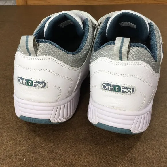Orthofeet Alamo Walking Shoes Mens Size 11 4E X-Wide White Leather Hook Loop 652