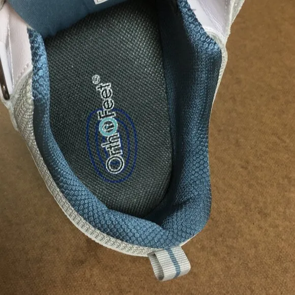 Orthofeet Alamo Walking Shoes Mens Size 11 4E X-Wide White Leather Hook Loop 652