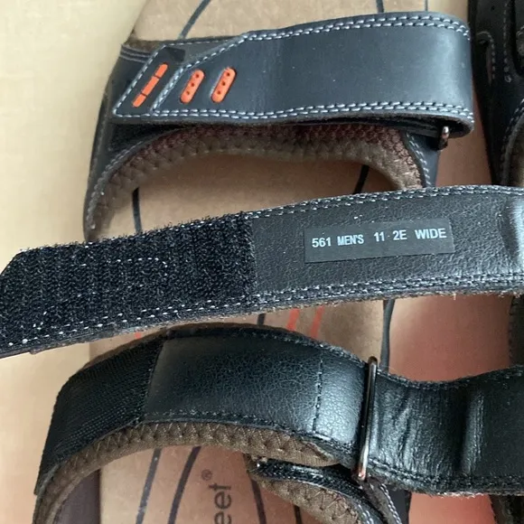 Orthofeet Brown Leather Cambria Sandals Men's 11 2E Wide Shoes Double Strap #561