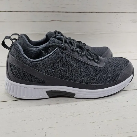 Orthofeet Lava Mens 13 D Gray Orthotic Stretch Knit Walking Shoes Sneakers 614