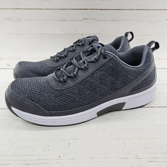 Orthofeet Lava Mens 13 D Gray Orthotic Stretch Knit Walking Shoes Sneakers 614