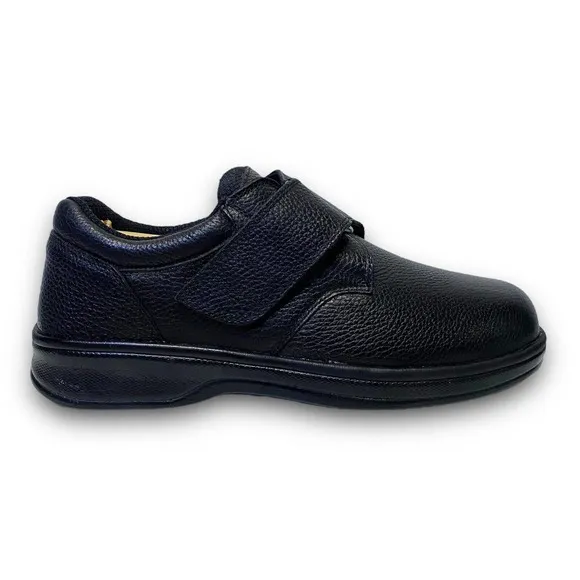 OrthoFeet Mens Broadway 510 Black Leather Strap Walking Shoes Size 10 2E Wide