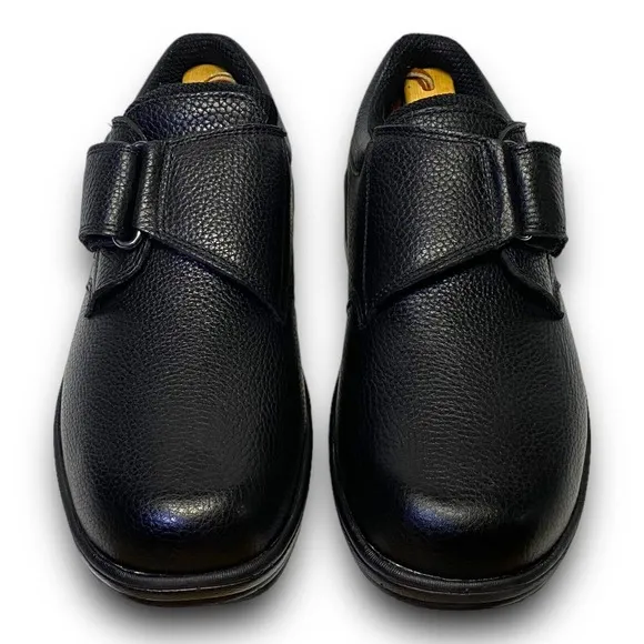 OrthoFeet Mens Broadway 510 Black Leather Strap Walking Shoes Size 10 2E Wide