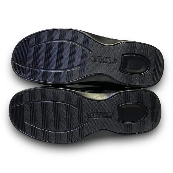 OrthoFeet Mens Broadway 510 Black Leather Strap Walking Shoes Size 10 2E Wide