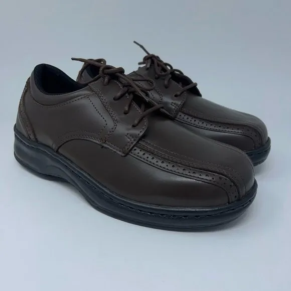 Orthofeet Mens Gramercy Oxfords Shoes Brown Leather Lace Up Orthotic 7.5W New