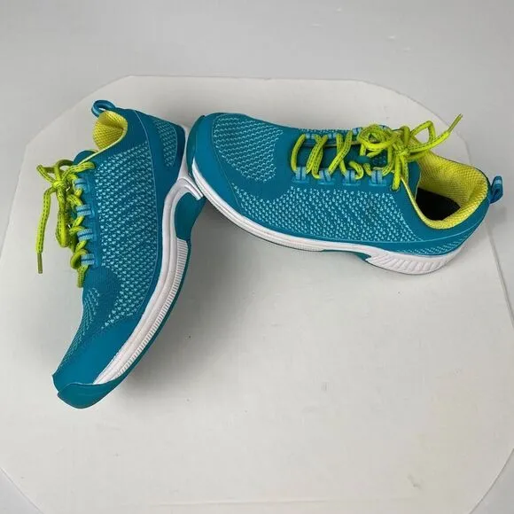 Orthofeet Shoes Women's 9.5 B Blue Green Knit Walking Orthotic Athletic Sneakers