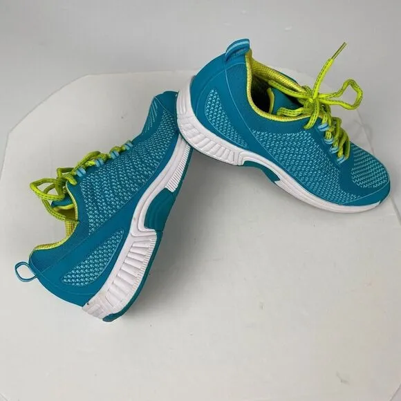 Orthofeet Shoes Women's 9.5 B Blue Green Knit Walking Orthotic Athletic Sneakers