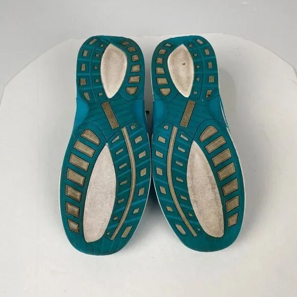 Orthofeet Shoes Women's 9.5 B Blue Green Knit Walking Orthotic Athletic Sneakers
