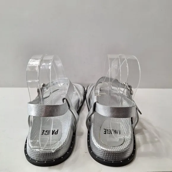 Paige NEW Leather Gorpcore Granola Girl Sporty Silver Zuri Sandals Size 11